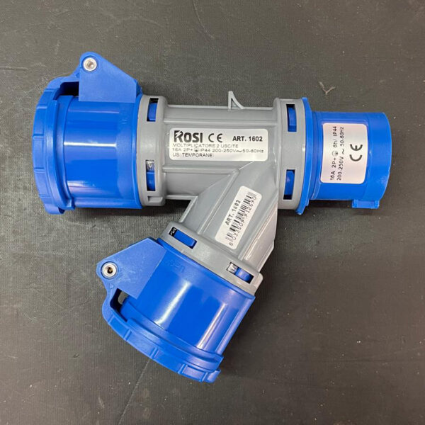 Rosi 1602 Moltiplicatore mobile a 2 uscite con spina 16A 200-230V 2P+T IP44 - immagine 2